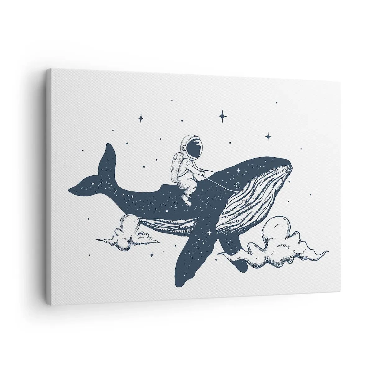 Schilderen op canvas - Astronaut op een walvis die in de ruimte zweeft - 70x50cm - Ruimte avontuur - Moderne wanddecoratie voor woonkamer en slaapkamer ARTTOR