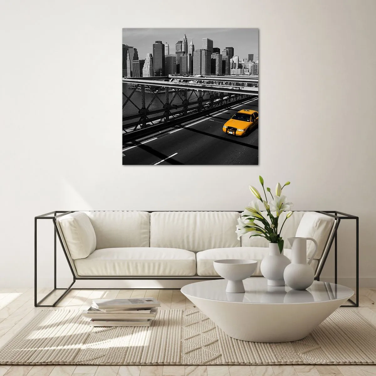 Schilderen op glas - De kleur van een grote stad - 60x60 cm