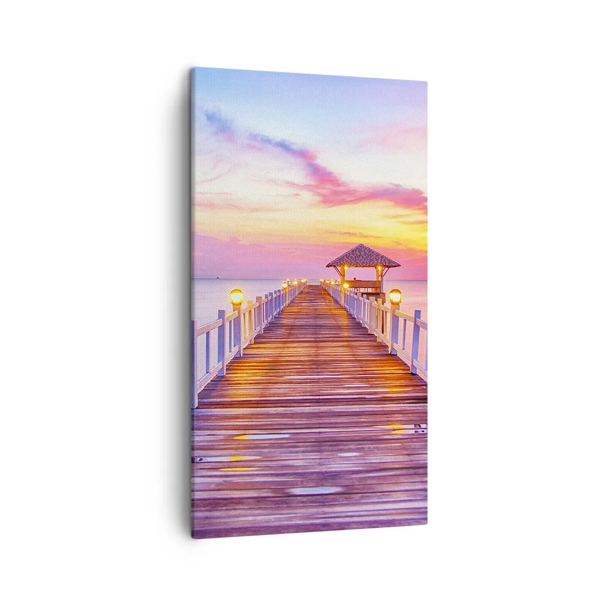 Schilderen op canvas - De lila-gouden stilte van de avond - 45x80 cm