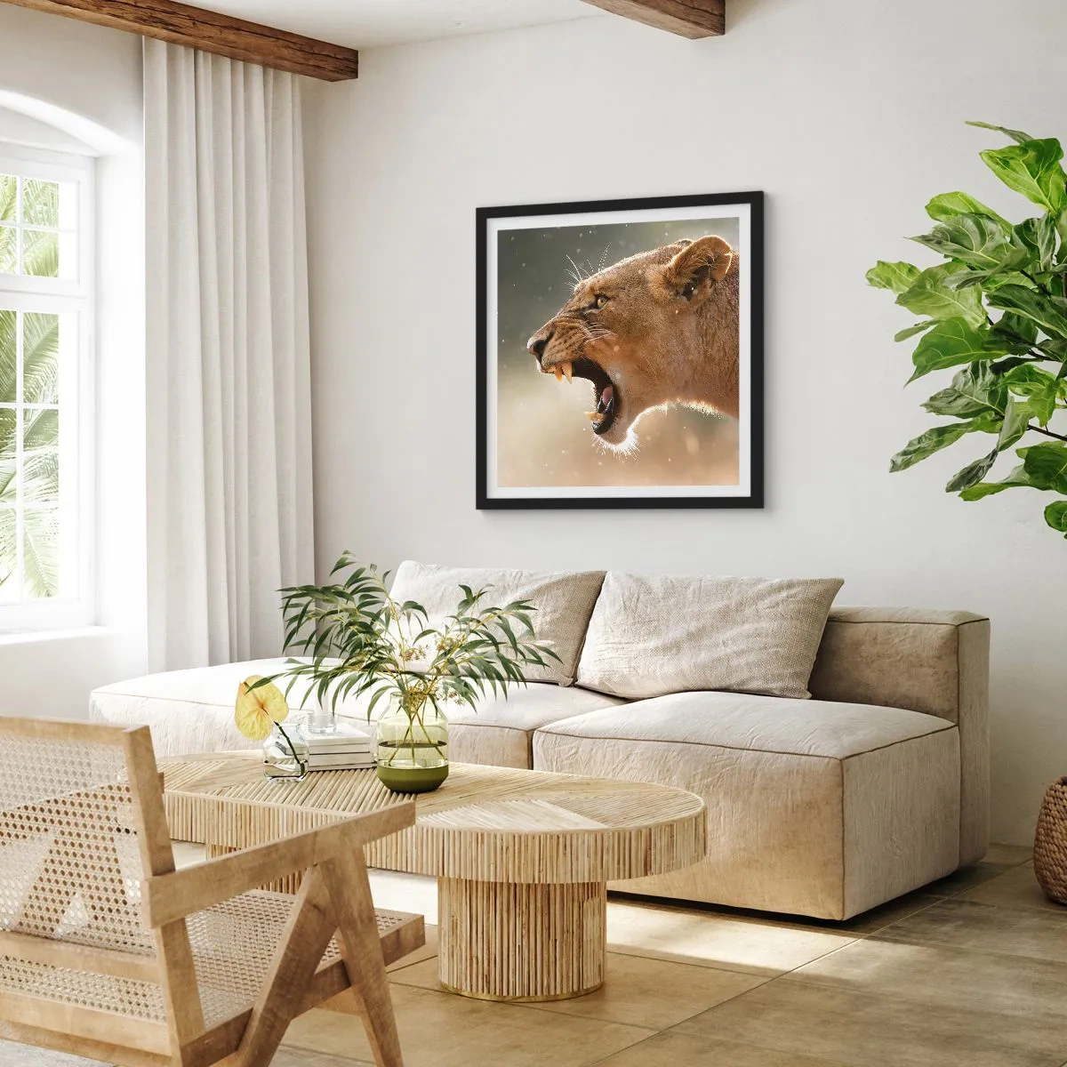 Poster in een zwarte lijst - Probeer niet te luisteren - 50x50 cm