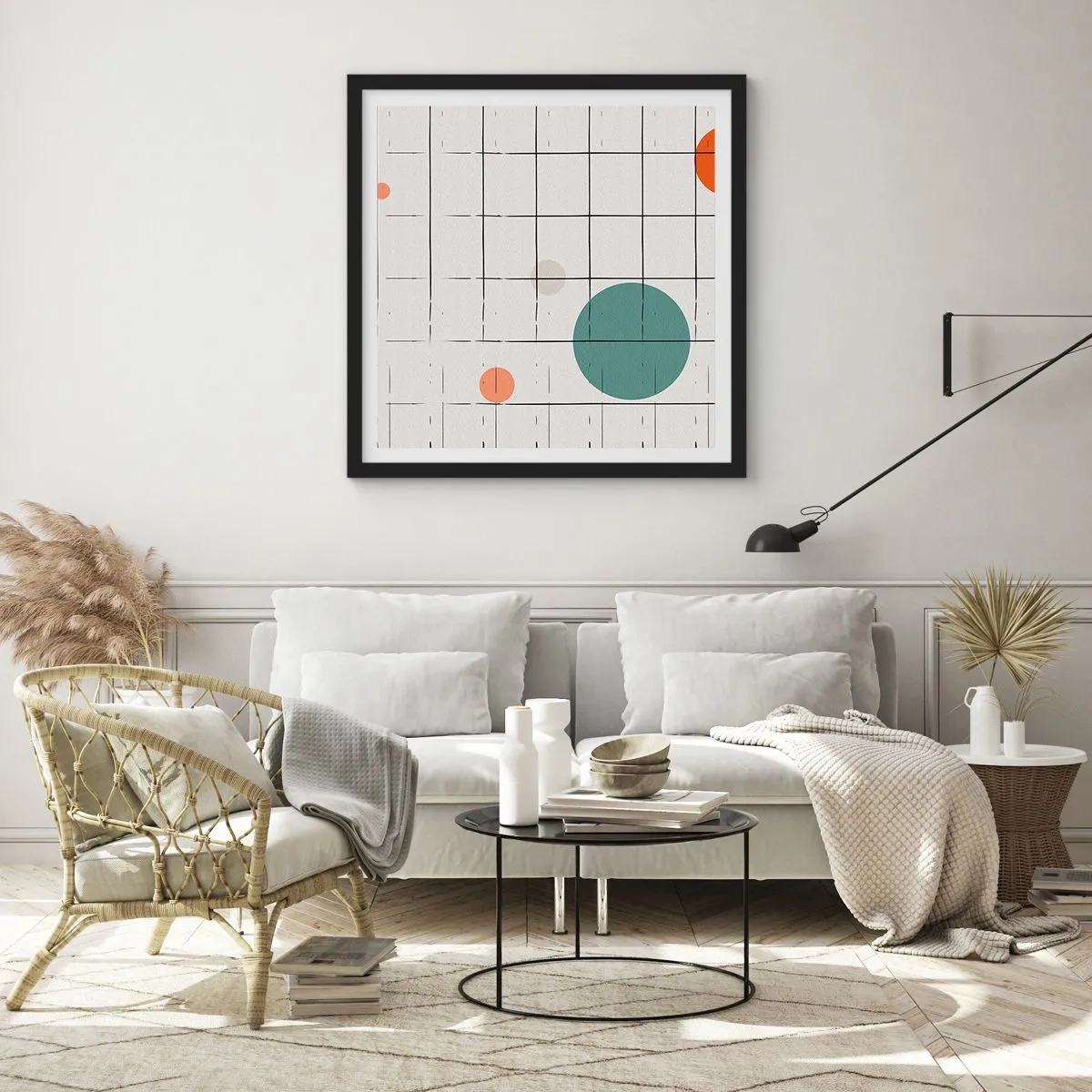 Poster in een zwarte lijst - Gevangen. Wij of zij? - 50x50 cm