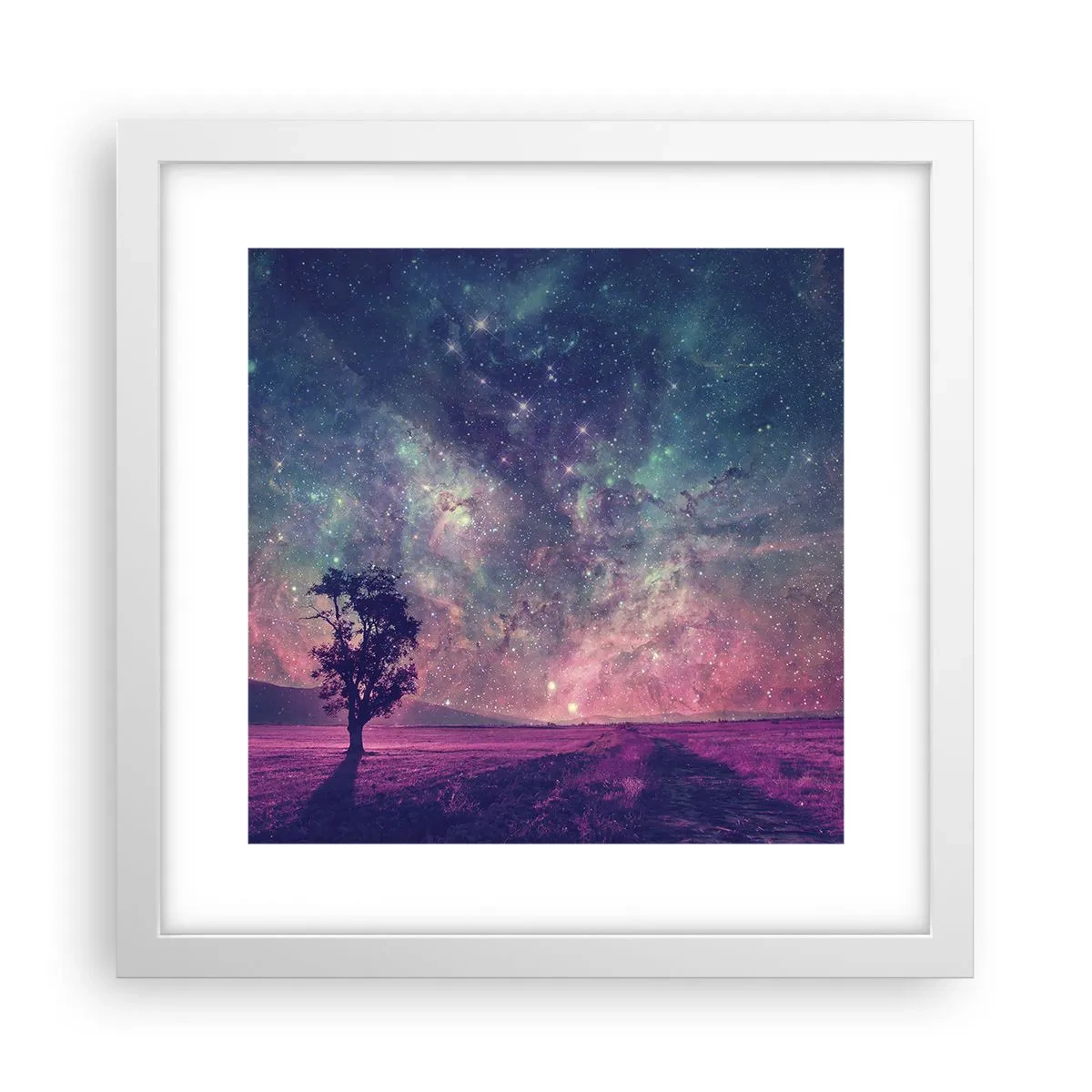 Poster in een witte lijst - Onder de magische hemel - 30x30 cm