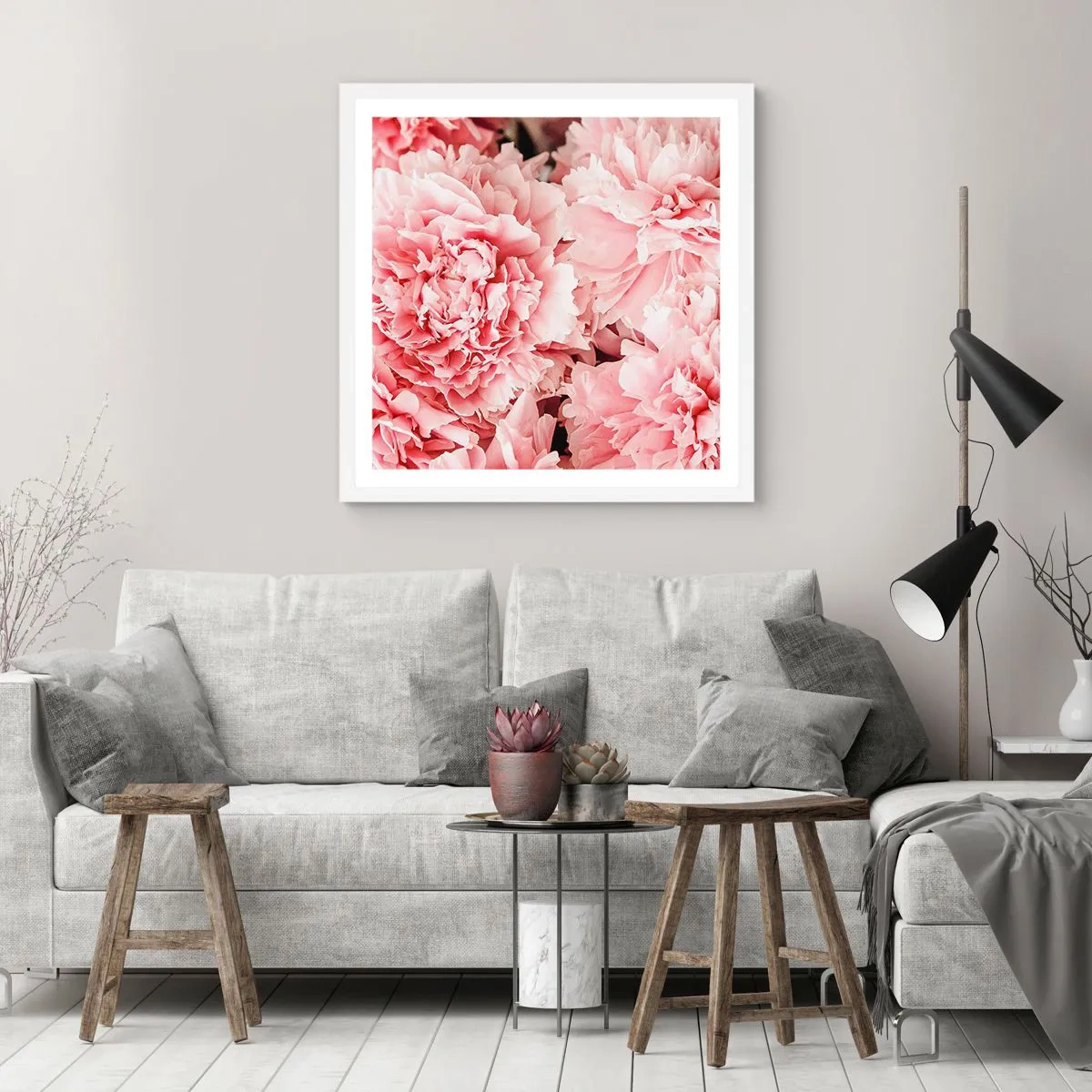 Poster in een witte lijst - Roze droom - 50x50 cm