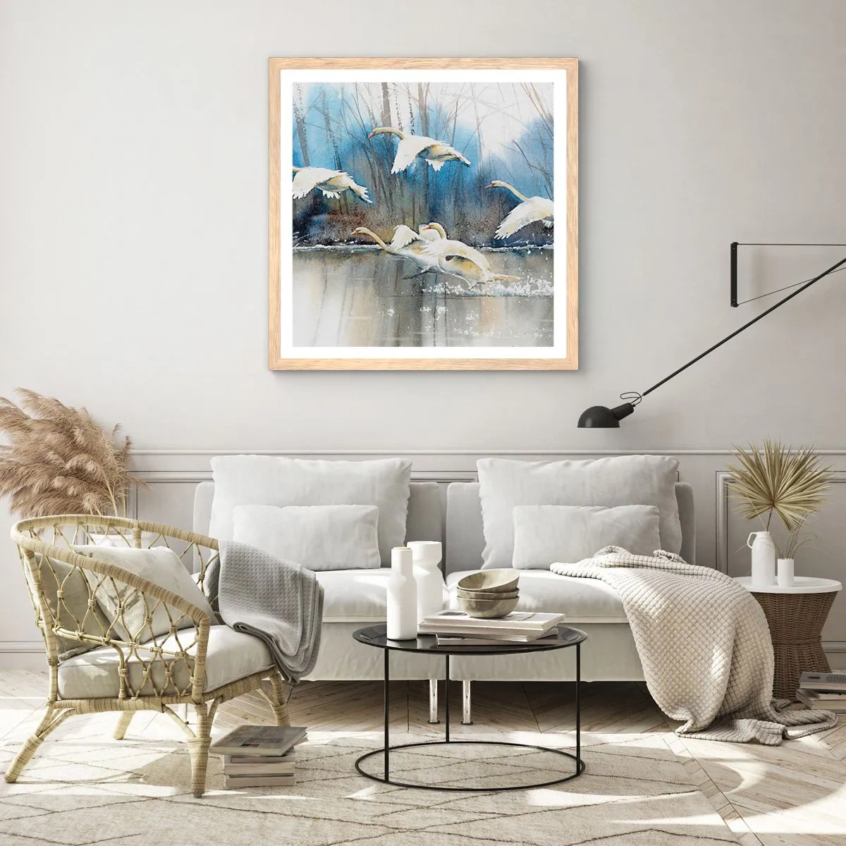 Een poster in een licht eiken lijst - Zoals in het sprookje over wilde zwanen - 50x50 cm