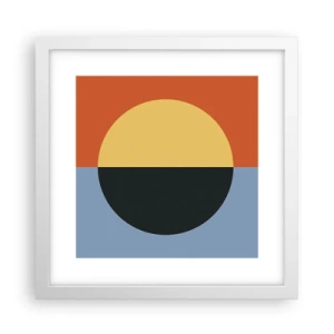 Poster in een witte lijst - Een compositie van warmte en koelte - 30x30 cm