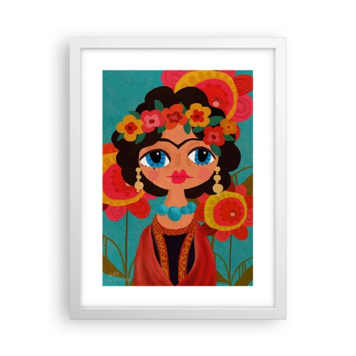 Poster in een witte lijst - Mevrouw papaver - 30x40 cm