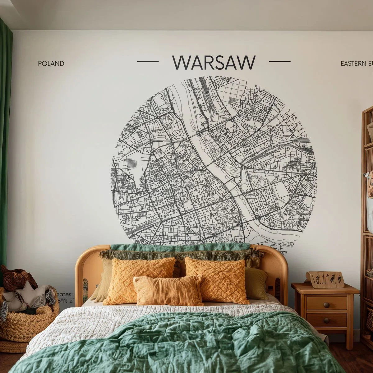 Fotobehang Standard Eco - Anatomie van Warschau - Kaart, Warschau, Polen - 400x280 cm