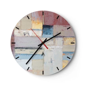 Wandklok - Klok - Abstracte geometrische compositie in pastelkleuren - 30x30cm - De rust van geometrie - Moderne wanddecoratie voor woonkamer, keuken en slaapkamer ARTTOR