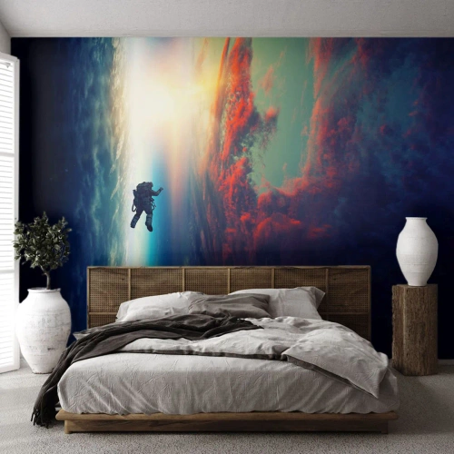 Fotobehang Premium Canvas - Ga het universum tegemoet - Abstractie, Astronaut, Kosmos - 300x210 cm