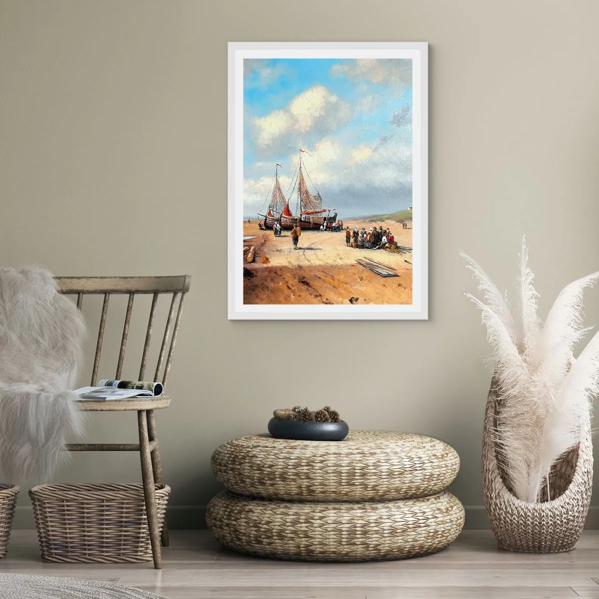 Poster in een witte lijst - Na een geslaagde vangst - 70x100 cm