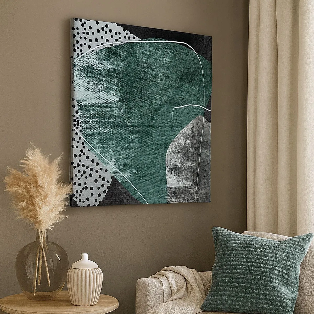 Schilderen op canvas - Kleurrijke abstractie met bladgoud - 30x30 cm