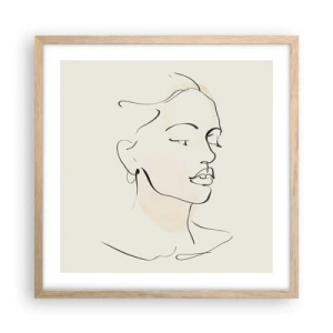 Een poster in een licht eiken lijst - Een bepaalde lijn - 50x50 cm