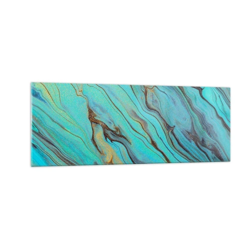 Schilderen op glas - Turquoise vloed - 140x50 cm