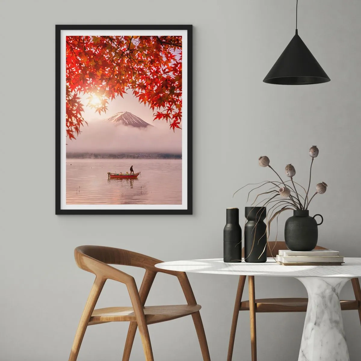 Poster in een zwarte lijst - In het Japanse klimaat - 40x50 cm