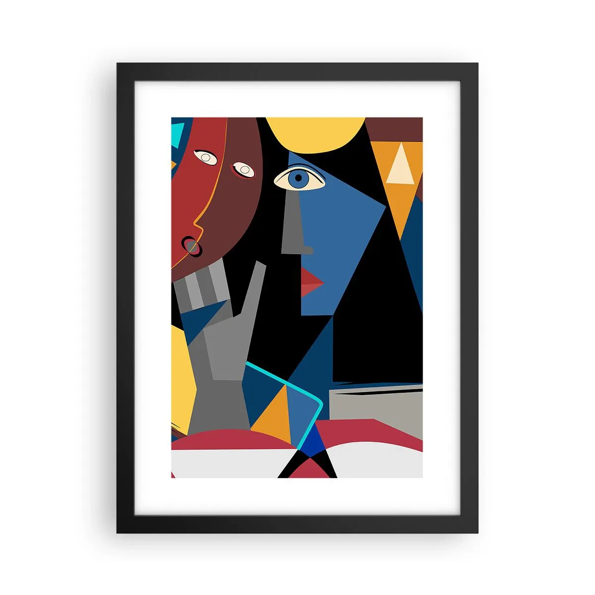 Poster in een zwarte lijst - Een gesprek tussen kubisten - 30x40 cm