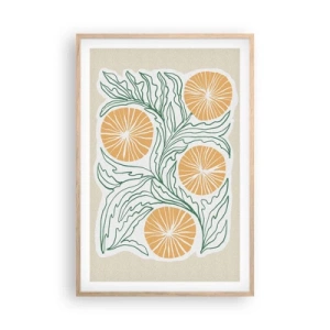 Een poster in een licht eiken lijst - Etnisch met een vleugje abstractie - 61x91 cm