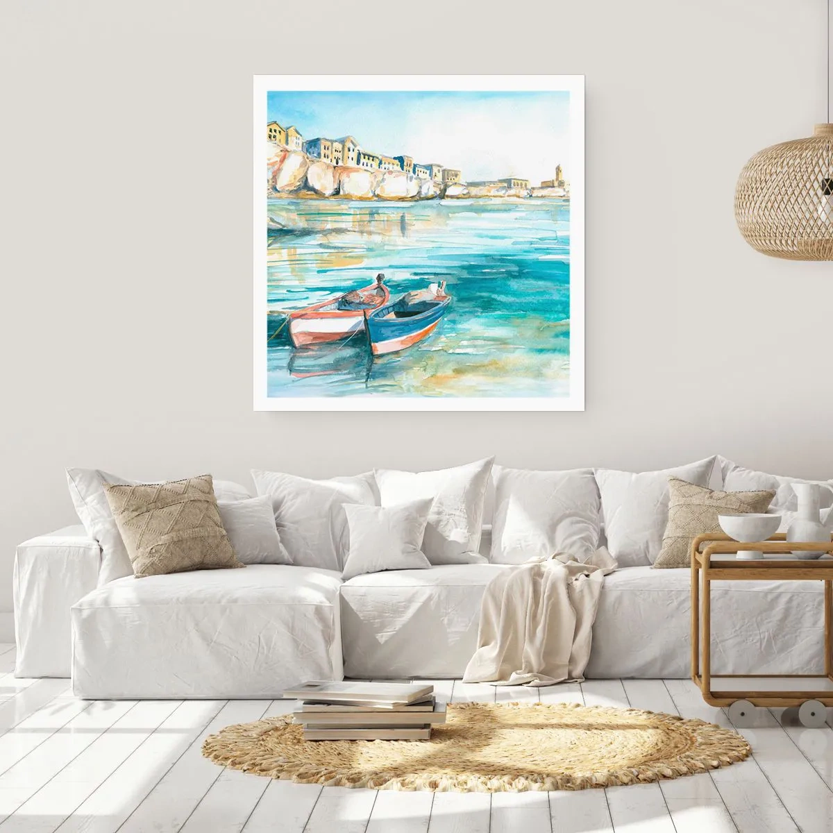 Poster - Azuurblauw landschap - 30x30 cm
