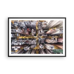 Poster in een zwarte lijst - Groeten uit Hong Kong - 91x61 cm