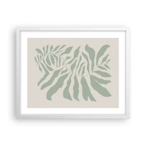 Poster in een witte lijst - Smaragdgroene tak - 50x40 cm