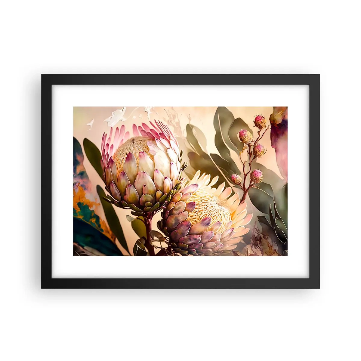 Poster in een zwarte lijst - Teeder omarmd - 40x30 cm