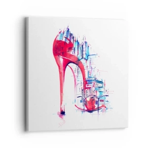 Schilderen op canvas - Een elegante vrouw uit de grote stad - 30x30 cm