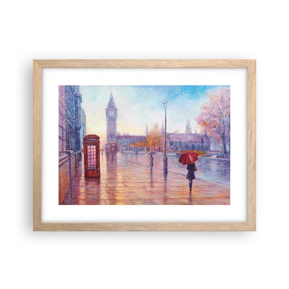Een poster in een licht eiken lijst - Herfstdag in Londen - 40x30 cm