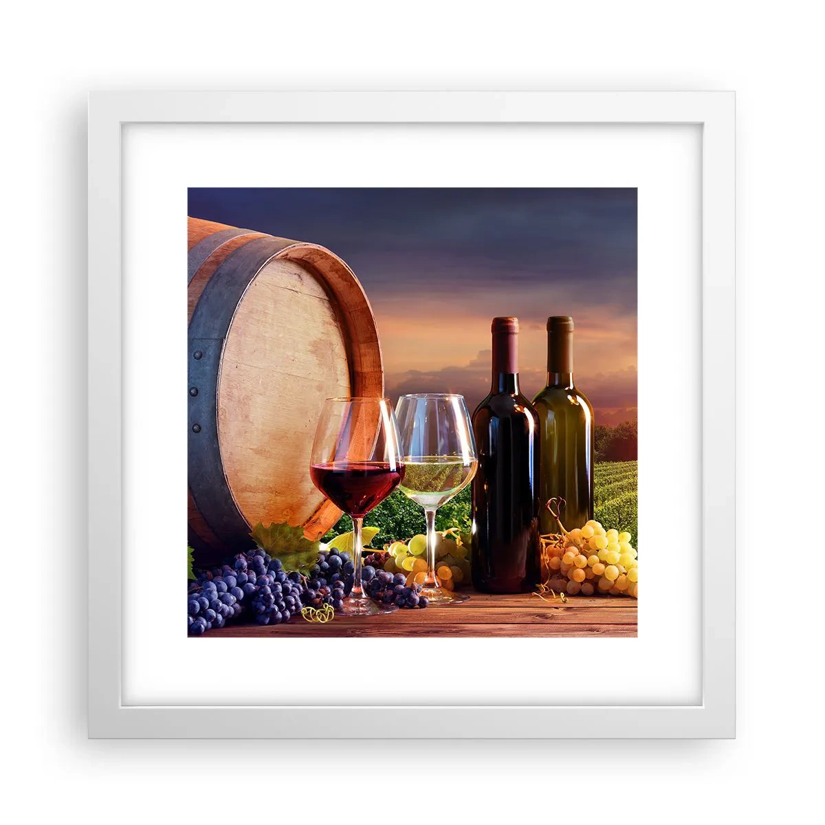 Poster in een witte lijst - Het leven smaakt hier - 30x30 cm