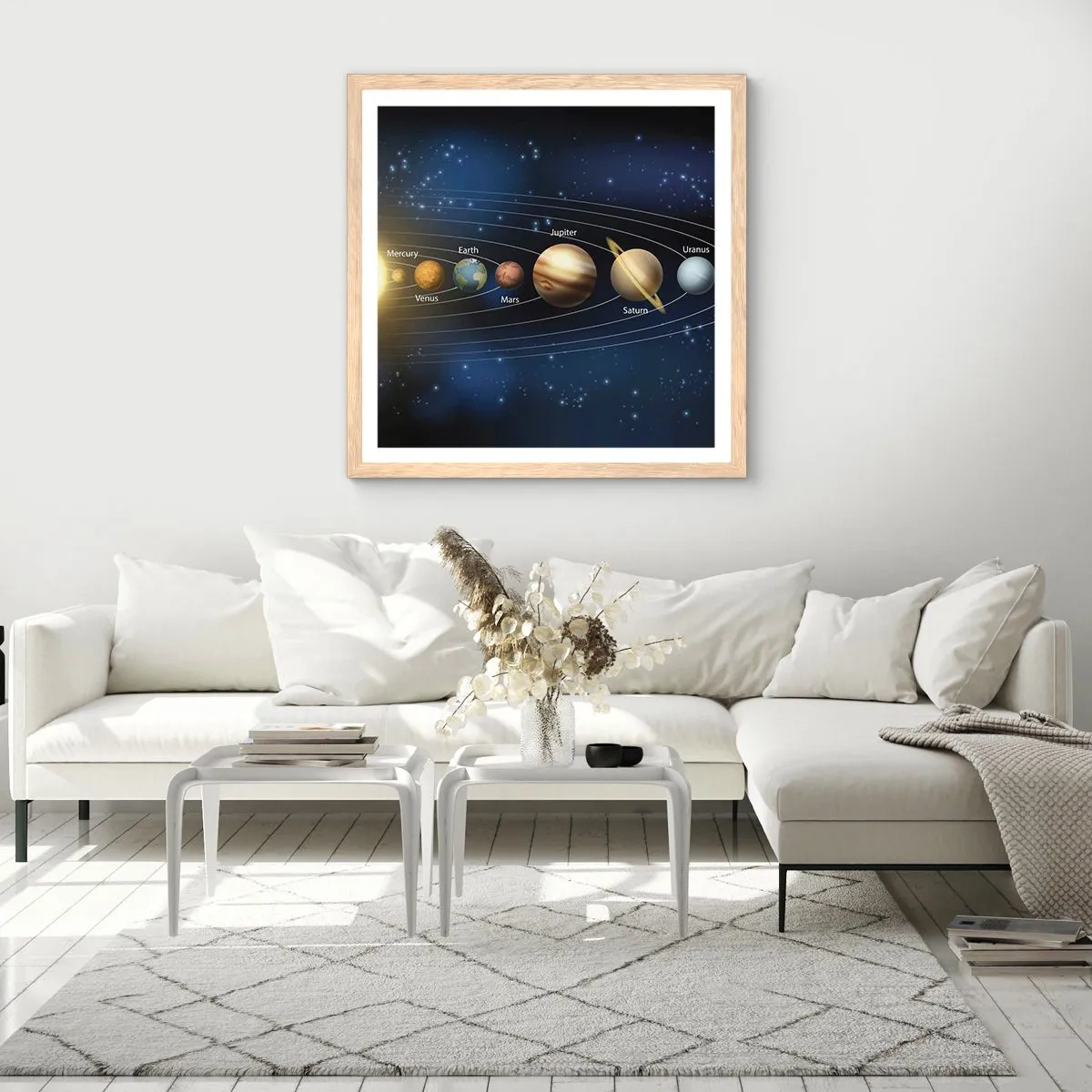 Een poster in een licht eiken lijst - Een van de tien - 50x50 cm