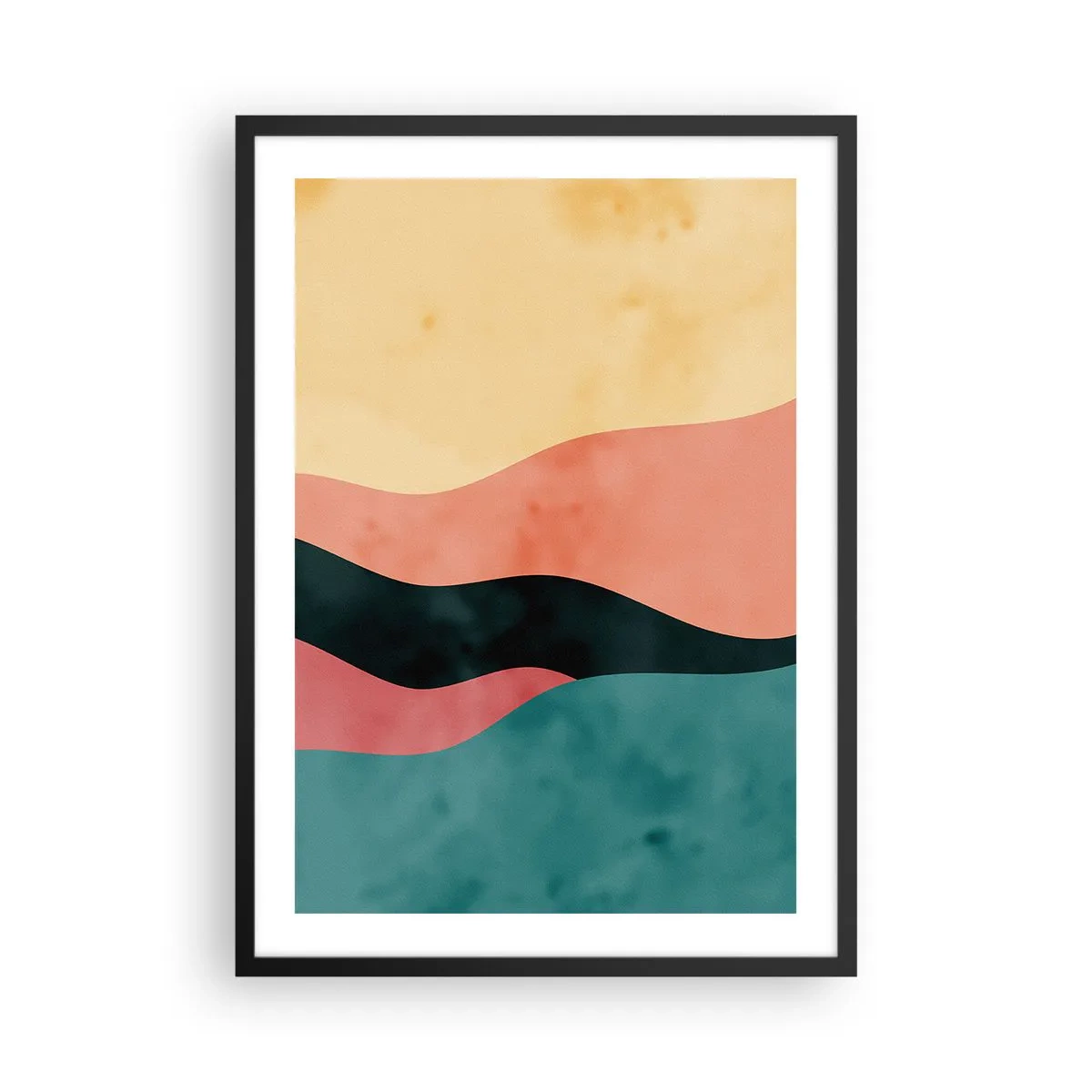 Poster in een zwarte lijst - Kleurrijke abstracte golven in pasteltinten - 50x70cm - Conforme non-conformiteit - Moderne wanddecoratie voor woonkamer en slaapkamer ARTTOR