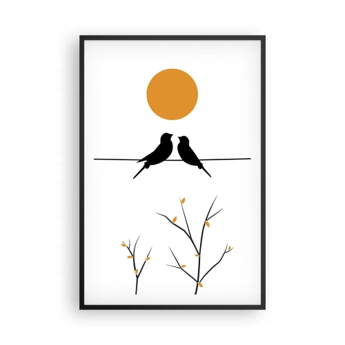 Poster in een zwarte lijst - Nachtegalen avond - 61x91 cm