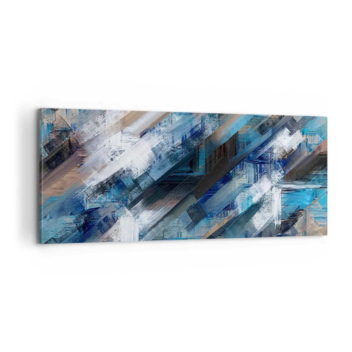 Schilderen op canvas - Op een blauwe diagonaal - 100x40 cm