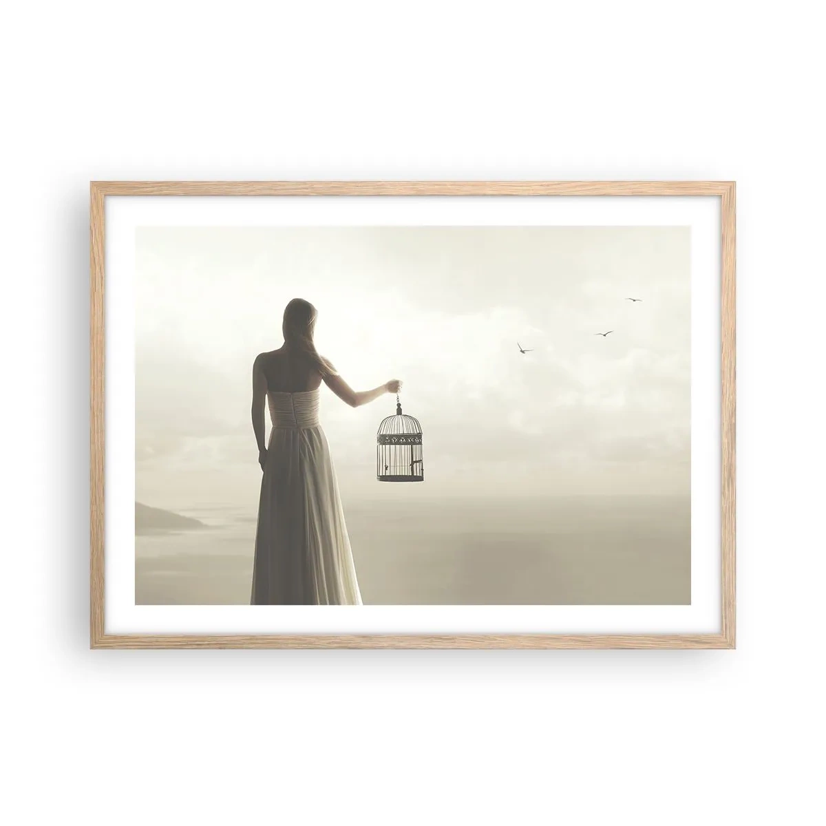 Een poster in een licht eiken lijst - Wees vrij - 70x50 cm