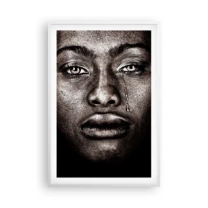 Poster in een witte lijst - een traan - 61x91 cm