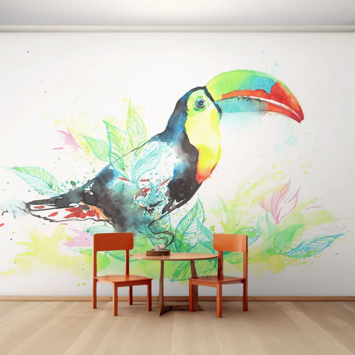 Fotobehang Standard Eco - Zo kleurrijk als Zuid-Amerika - Vogel, Toekan, Voor kinderen - 150x105 cm