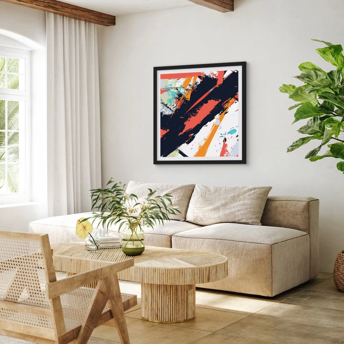 Poster in een zwarte lijst - Dynamische compositie - 40x40 cm