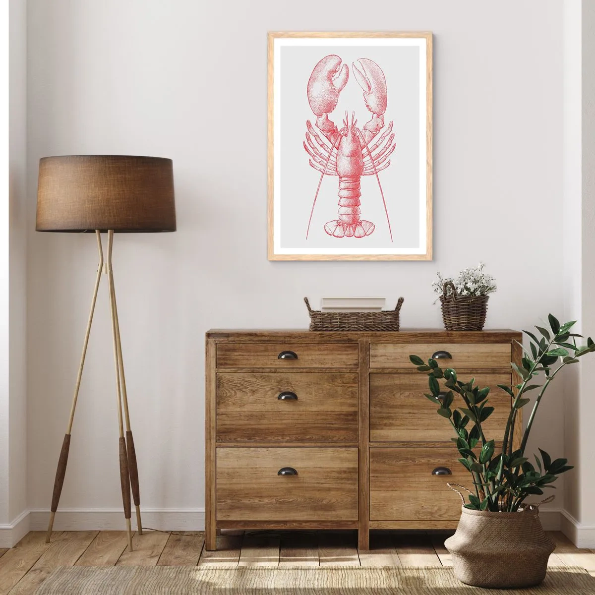 Een poster in een licht eiken lijst - Een kreeft waardig Homer - 70x100 cm
