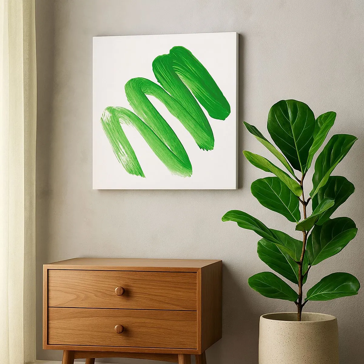 Schilderen op canvas - Groene grap - 30x30 cm
