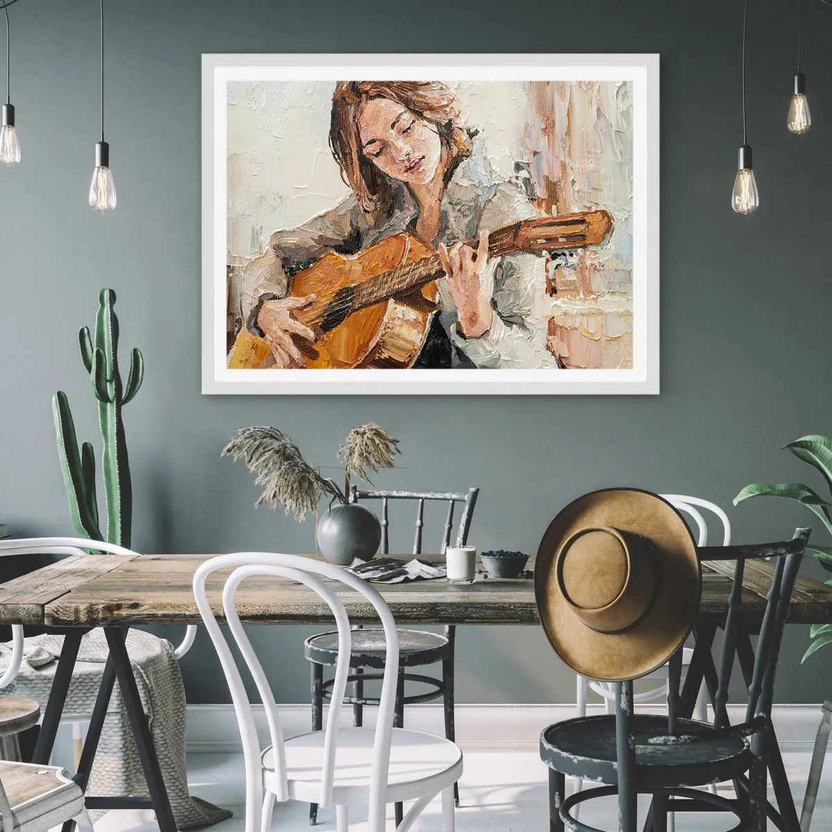 Poster in een witte lijst - Concerto voor gitaar en een meisjeshart - 70x50 cm