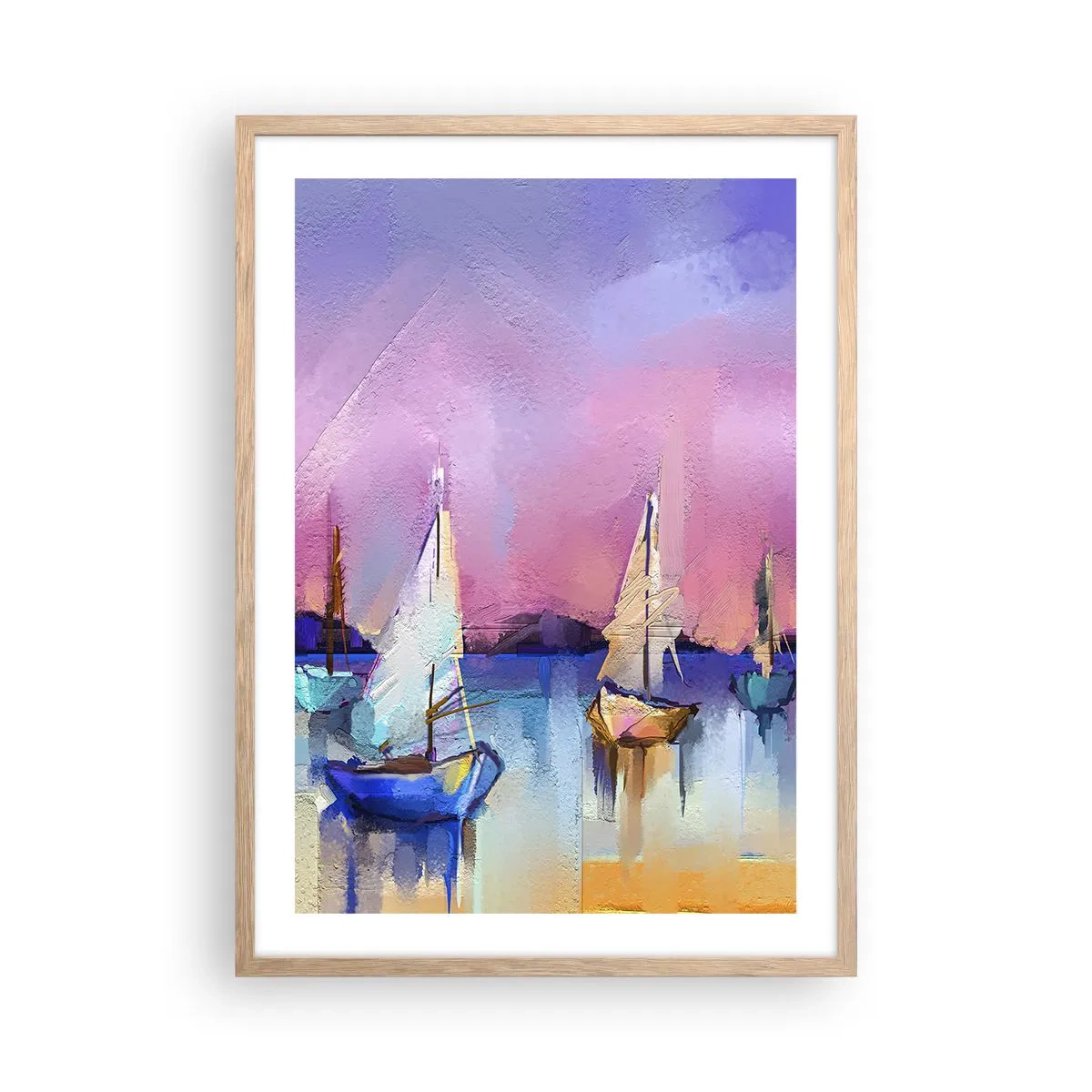 Een poster in een licht eiken lijst - Richting: breed water - 50x70 cm