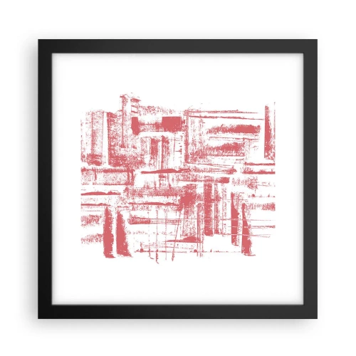 Poster in een zwarte lijst - De rode stad - 30x30 cm