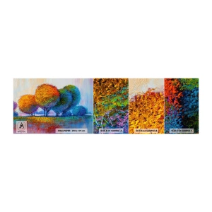 Fotobehang Monster Zelfklevend Deluxe Sticker - Een klomp van schitterende kleuren - Abstractie, Landschap, Bomen - 100x30 cm