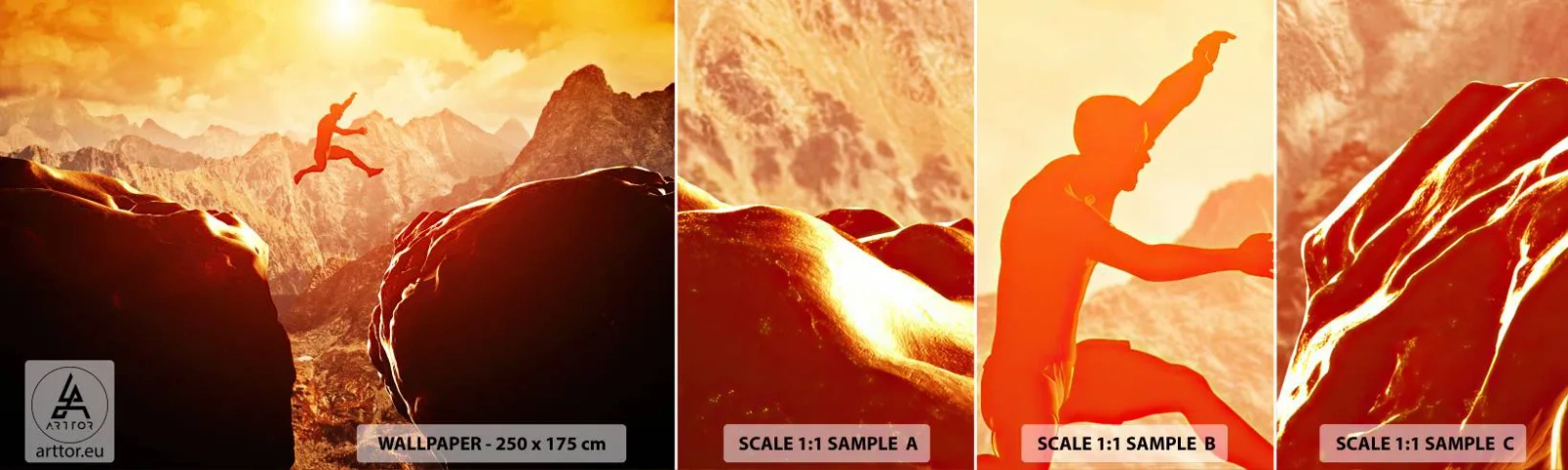 Fotobehang Monster Zelfklevend Deluxe Sticker - Grenzen overschrijden - Sport, Klimmen, Landschap - 100x30 cm