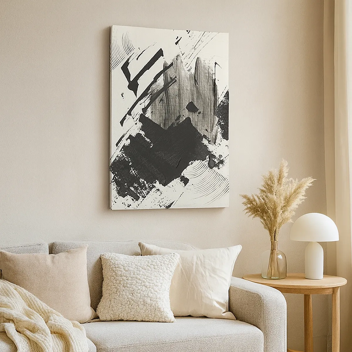 Schilderen op canvas - Abstractie – expressie van zwart - 50x70 cm