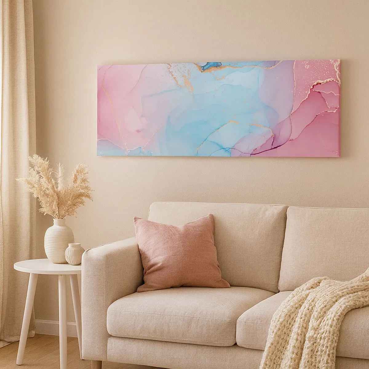 Schilderen op canvas - Ontmoeting en interpenetratie - 100x40 cm