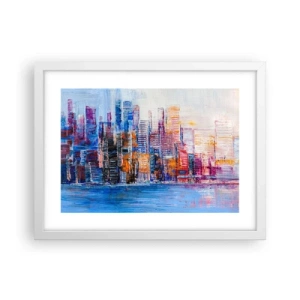Poster in een witte lijst - Een vrolijke metropool - 40x30 cm