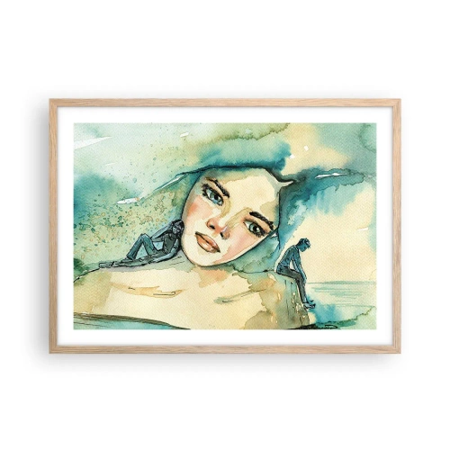 Een poster in een licht eiken lijst - Ben ik blauw? - 70x50 cm