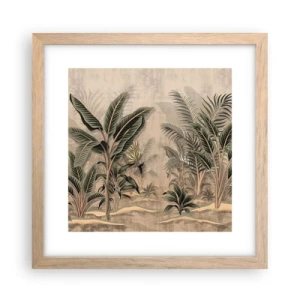 Een poster in een licht eiken lijst - Een gravure in koloniale stijl - 30x30 cm