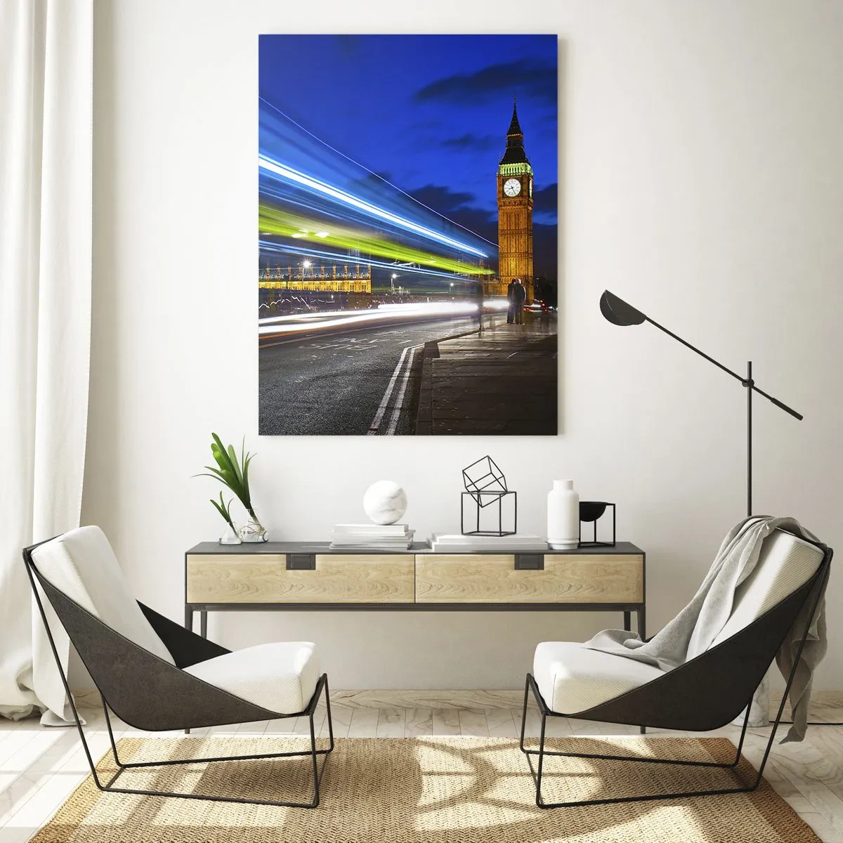 Schilderen op glas - Onder toeziend oog van Big Ben - 70x100 cm