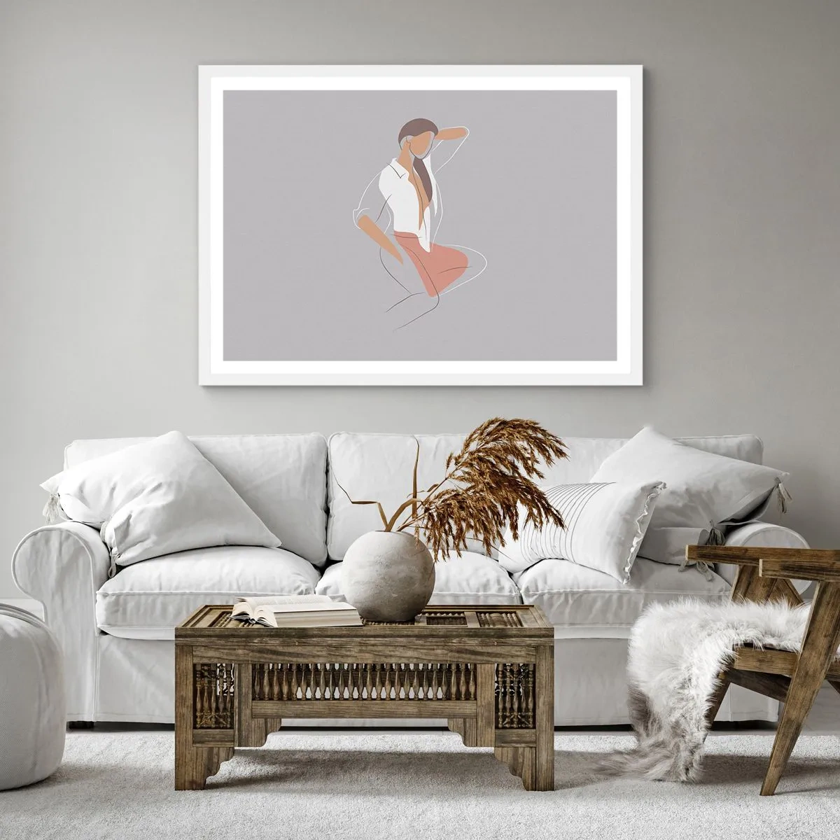 Poster in een witte lijst - Omtrek van gracieusheid - 30x30 cm