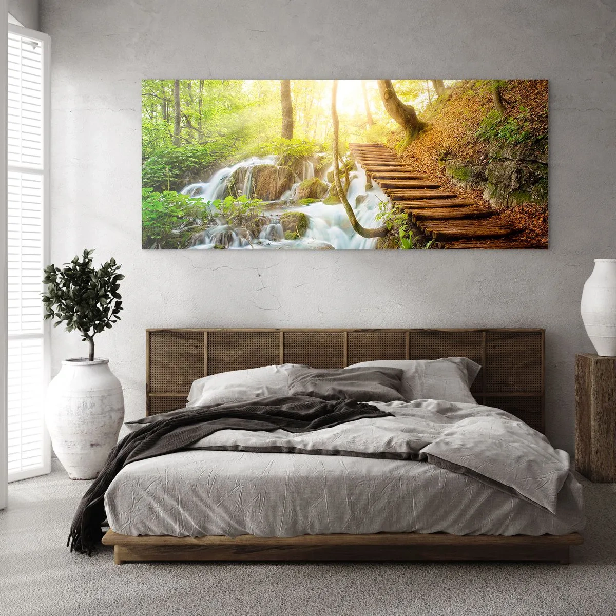 Schilderen op glas - Een felbegeerde koelte - 120x50 cm